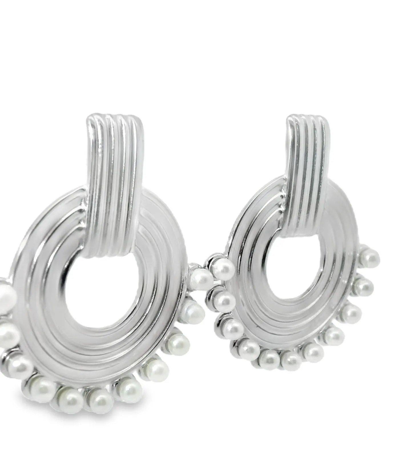 Pearl Oval Drop Earrings