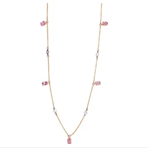 Pink Tourmaline and Diamonds by the Yard Necklace