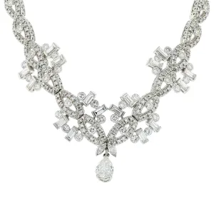 Platinum Pear-Shaped Diamond Pendant Necklace