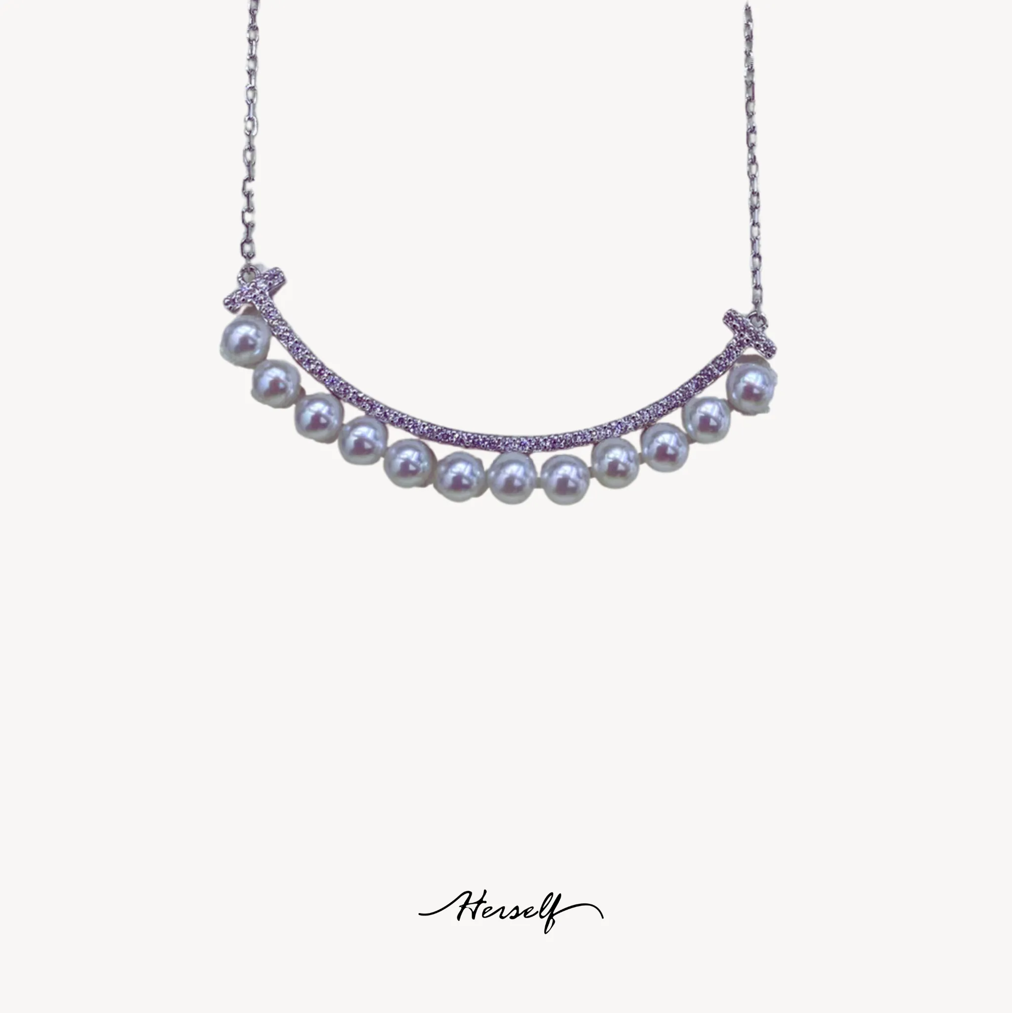 Radiant Smile 12-Pearl Akoya Silver Necklace