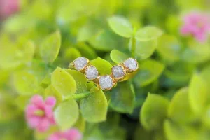 Raw diamond Gold Chevron ring