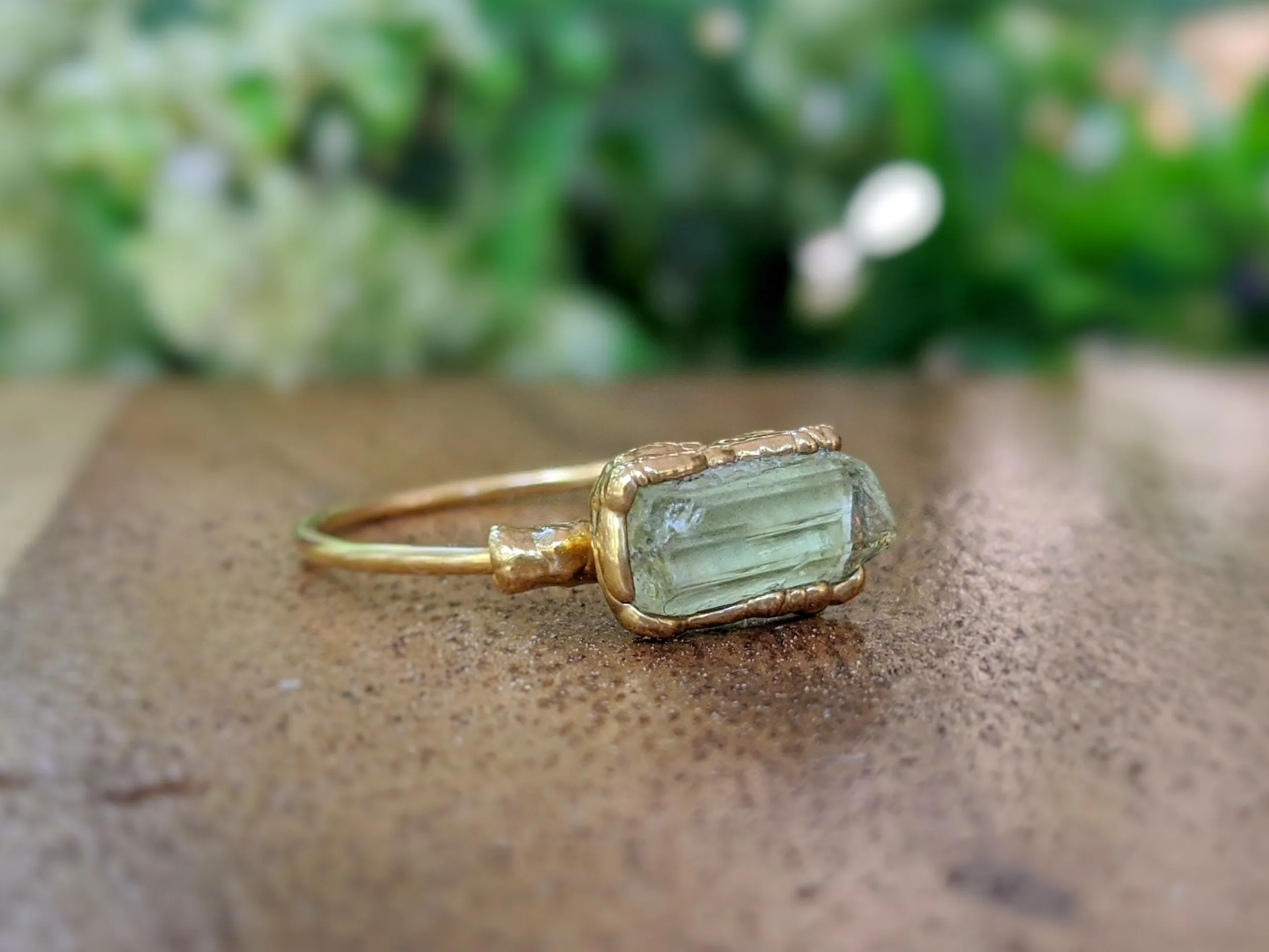 Raw Yellow Apatite ring