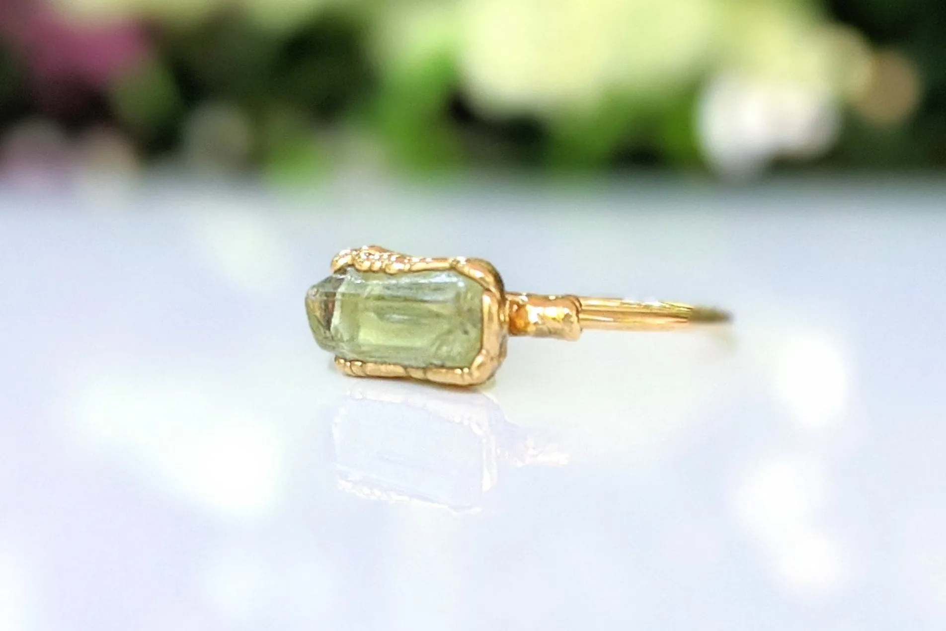 Raw Yellow Apatite ring