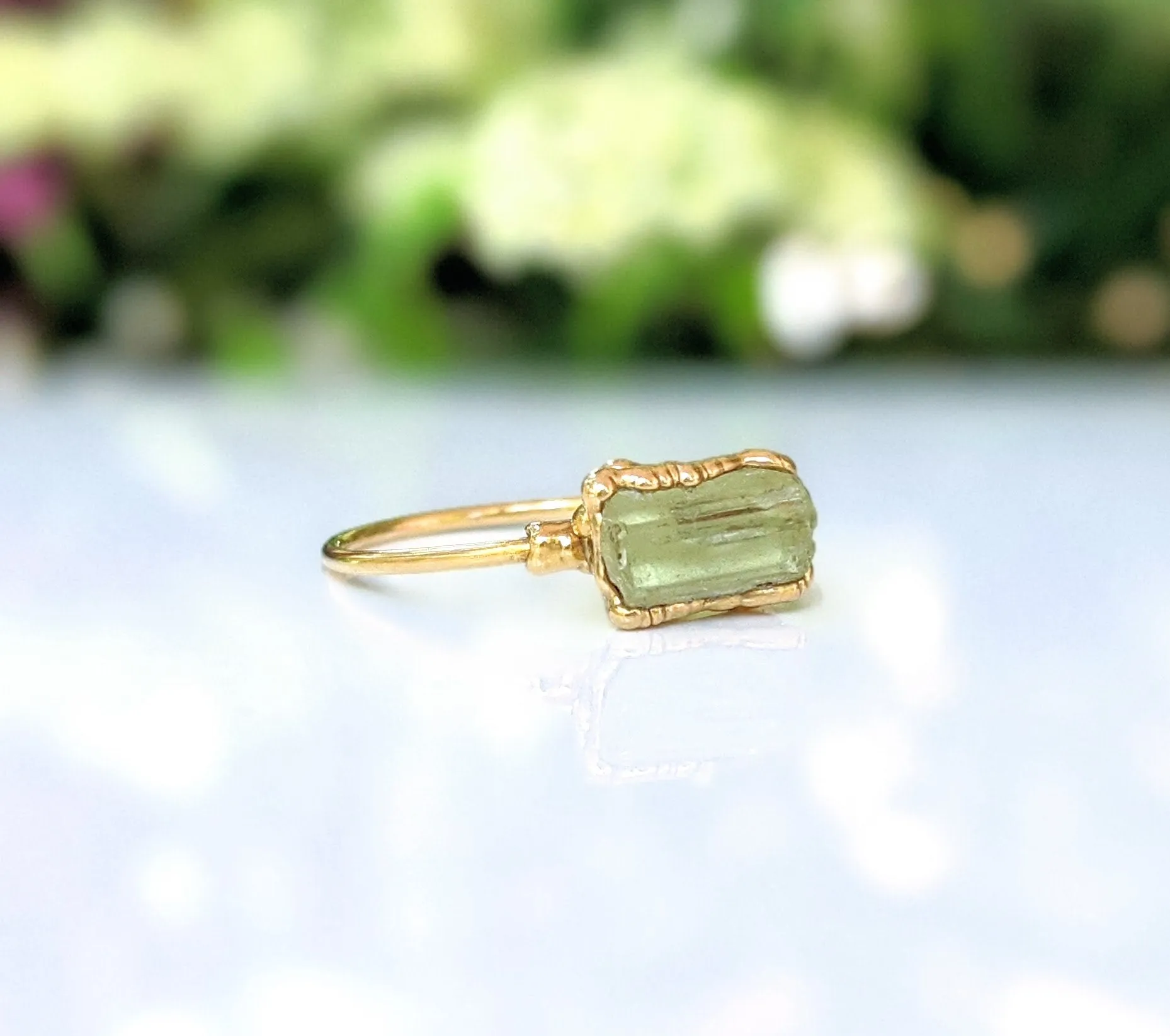 Raw Yellow Apatite ring