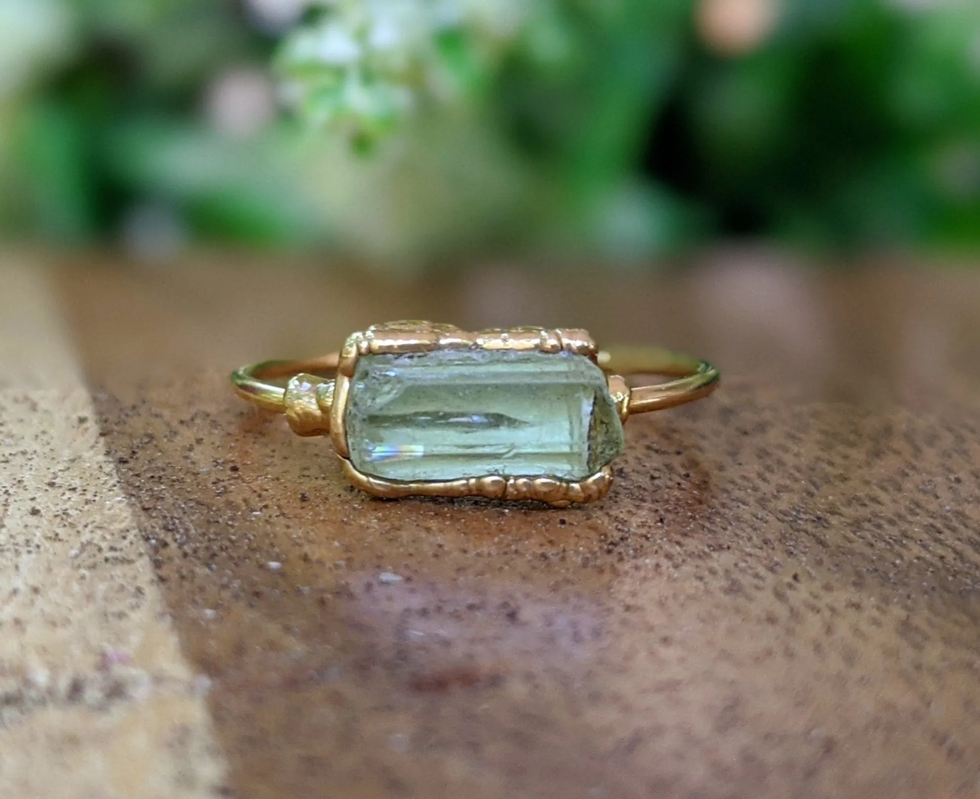 Raw Yellow Apatite ring