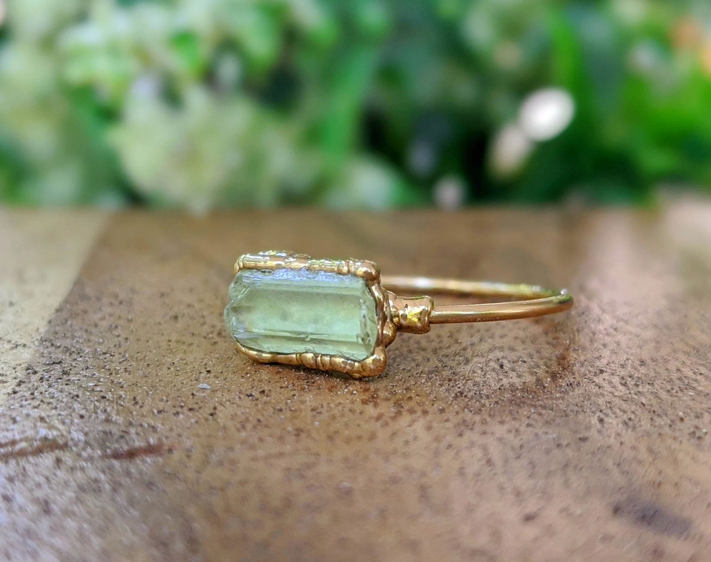 Raw Yellow Apatite ring