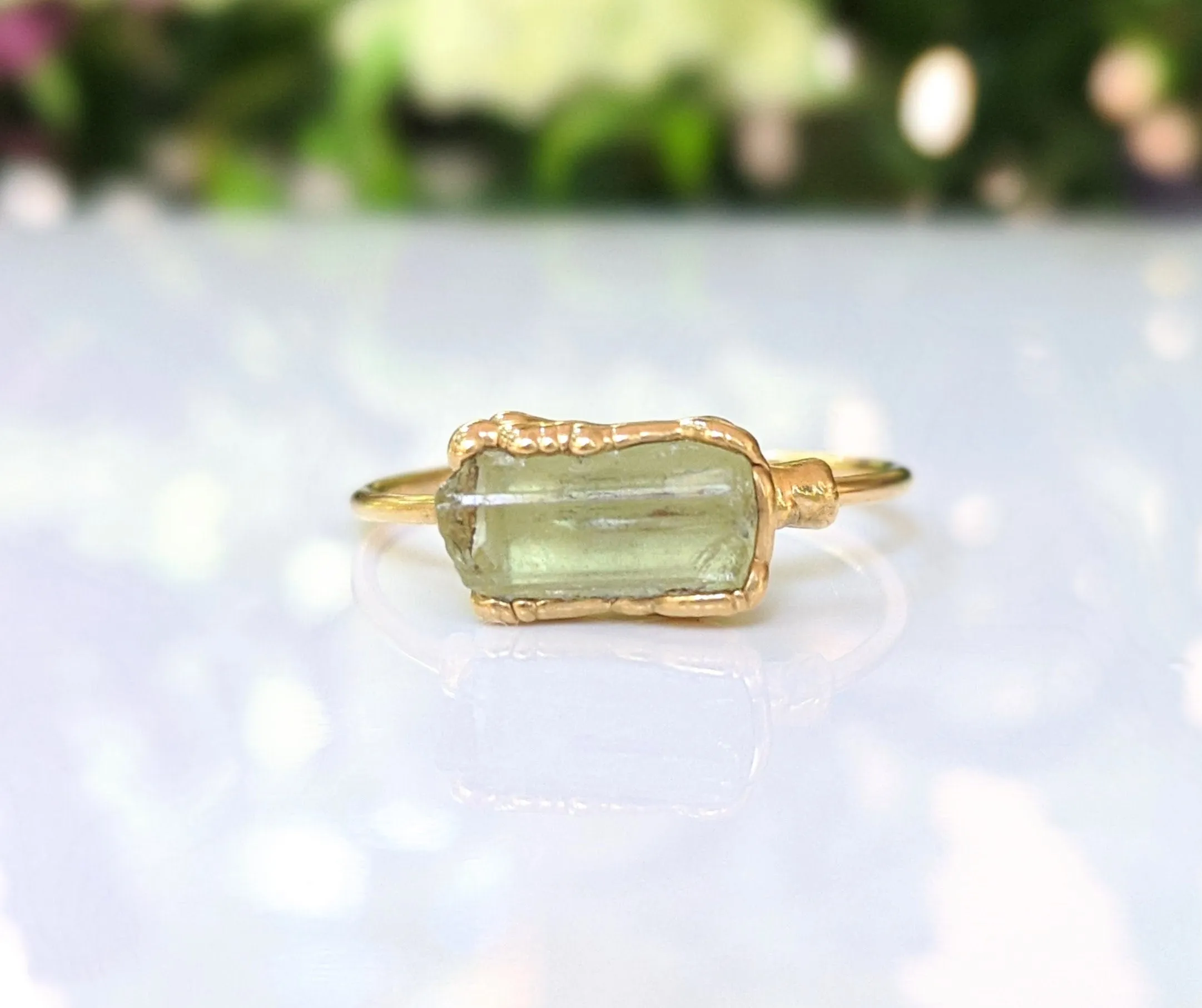 Raw Yellow Apatite ring