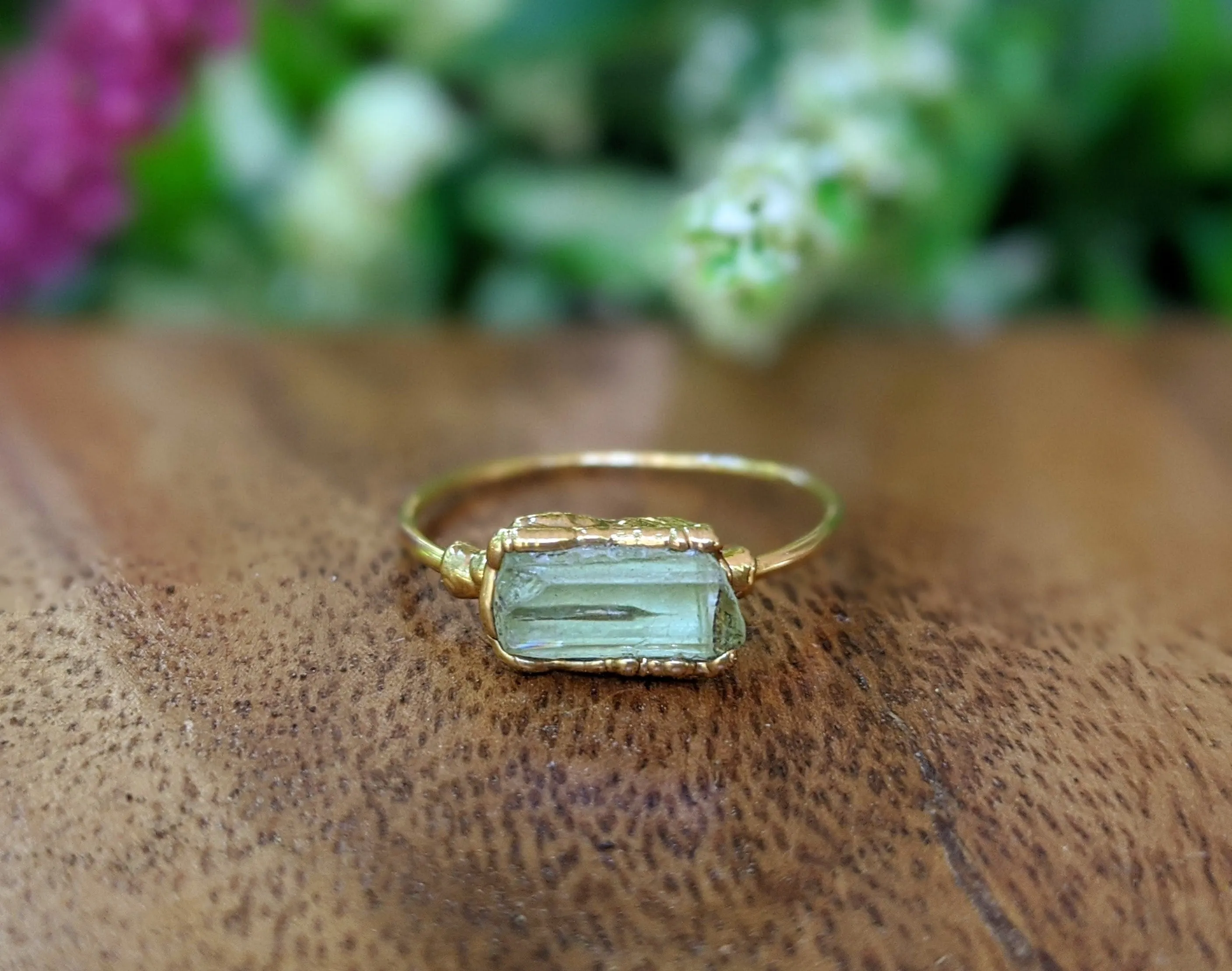 Raw Yellow Apatite ring