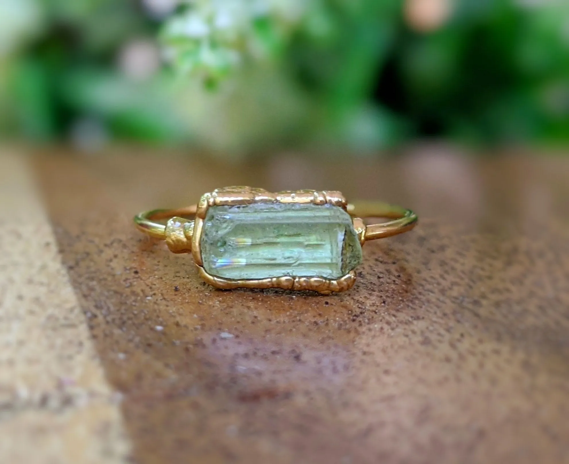 Raw Yellow Apatite ring