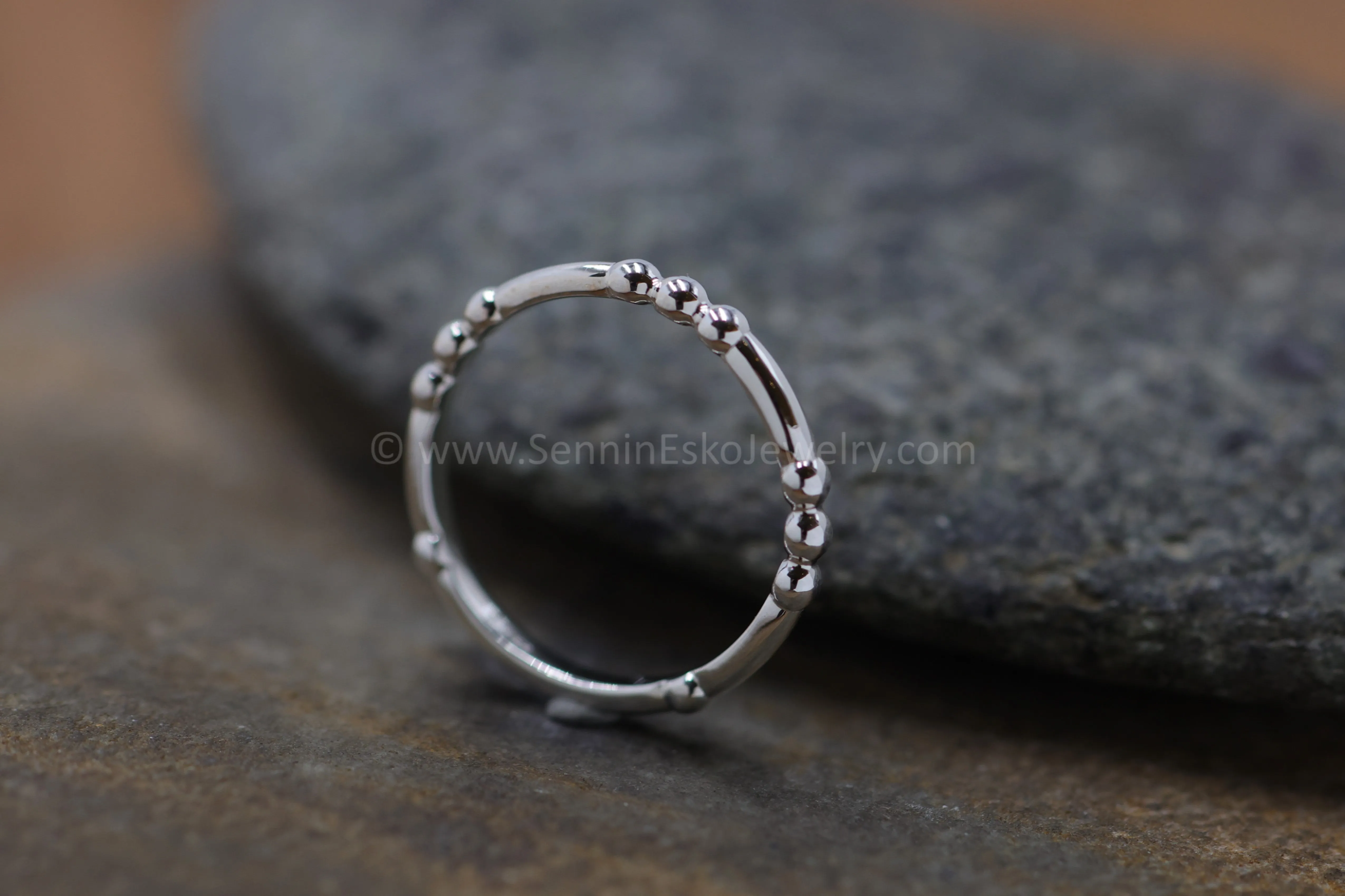 READY TO SHIP Silver Bead Inspired Design, Stacking Ring, Size 7