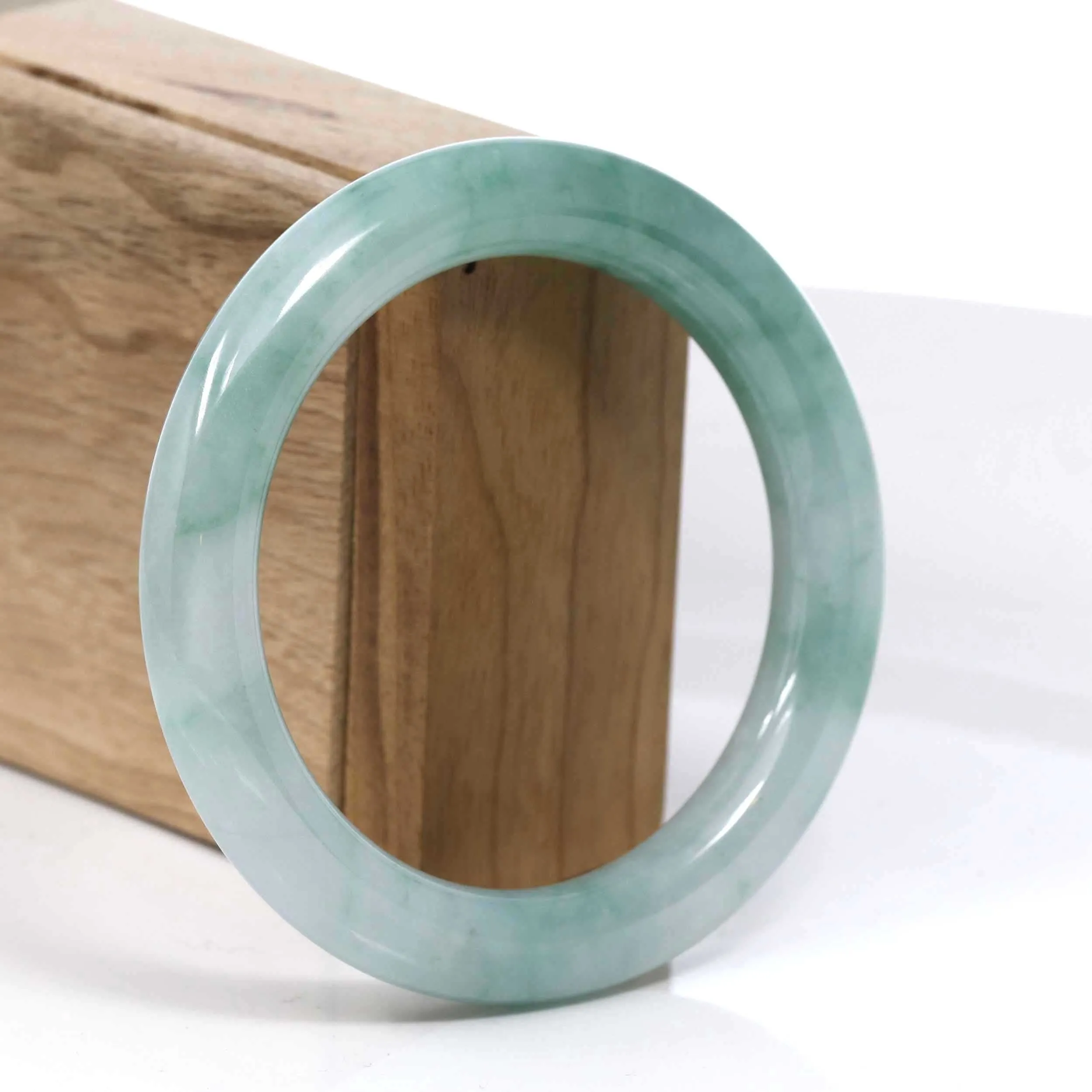 RealJade® Co. Blue Green Classic Real Jadeite Jade Bangle Bracelet (57.30mm) #387