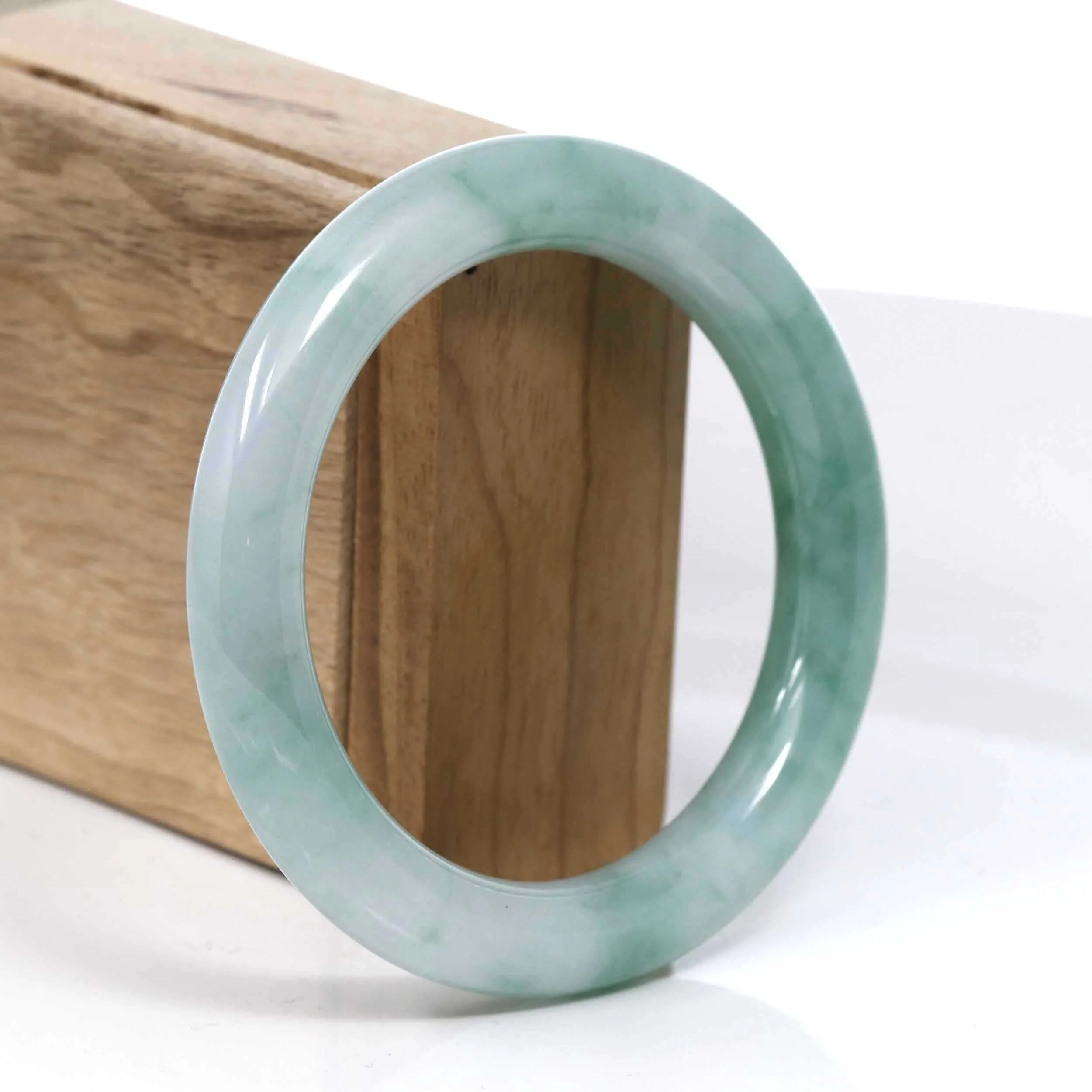 RealJade® Co. Blue Green Classic Real Jadeite Jade Bangle Bracelet (57.30mm) #387