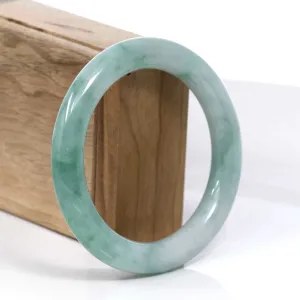 RealJade® Co. Blue Green Classic Real Jadeite Jade Bangle Bracelet (57.30mm) #387