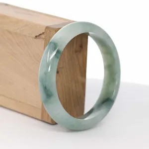 RealJade® Co. "Classic Bangle" Blue-Green Natural Burmese Jadeite Jade Bangle ( 59 mm ) #588