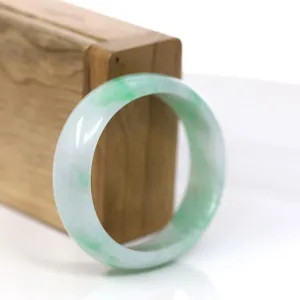 RealJade® Co. "Classic Bangle" Genuine Jadeite Jade Green Oval Bangle Bracelet (55.83mm)#924