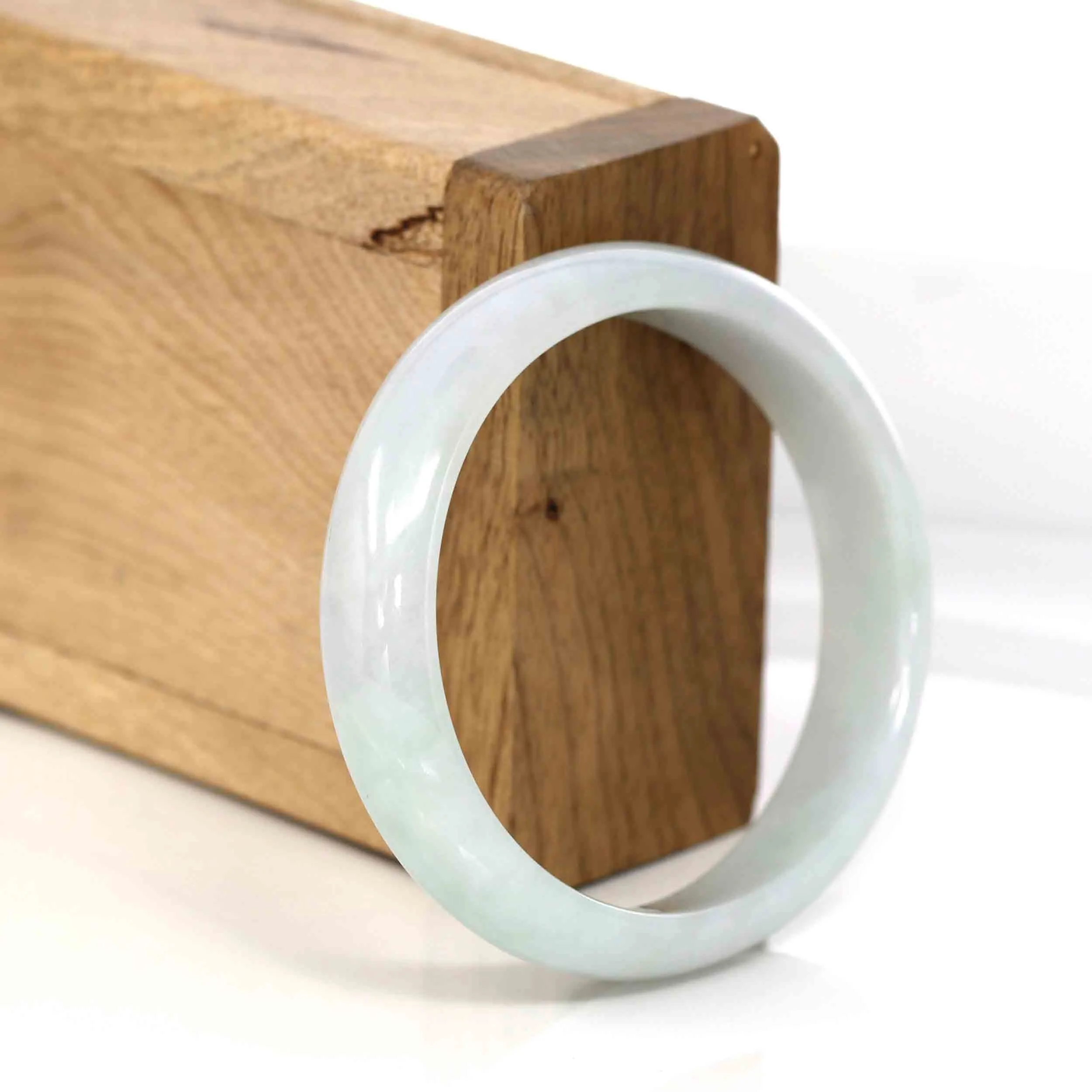 RealJade® Genuine Burmese Green Jadeite Jade Oval Bangle (58.40 mm) #294