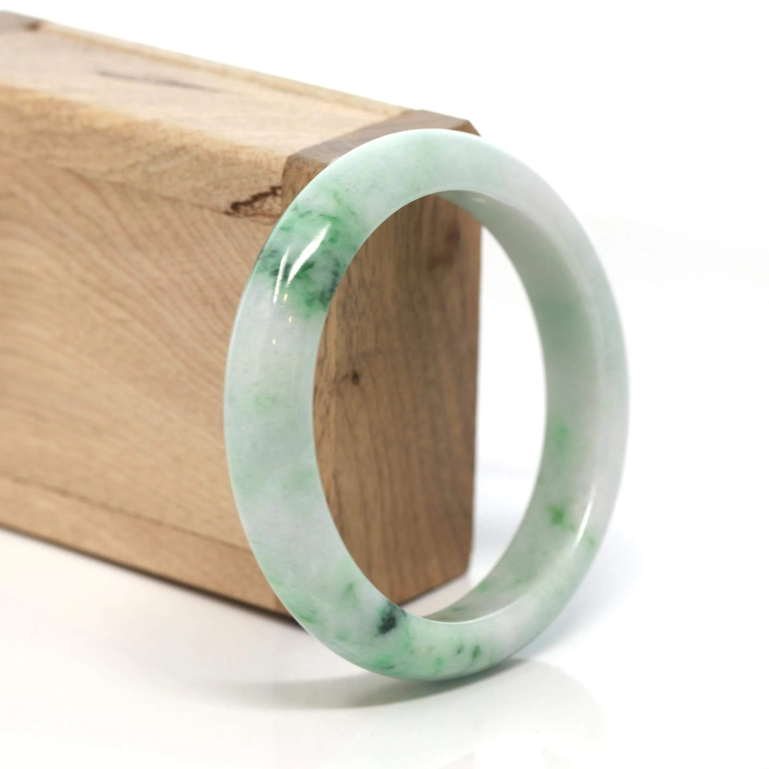 RealJade® "Classic Bangle" Genuine Burmese Green Jadeite Jade Bangle Bracelet (58.4 mm) #168