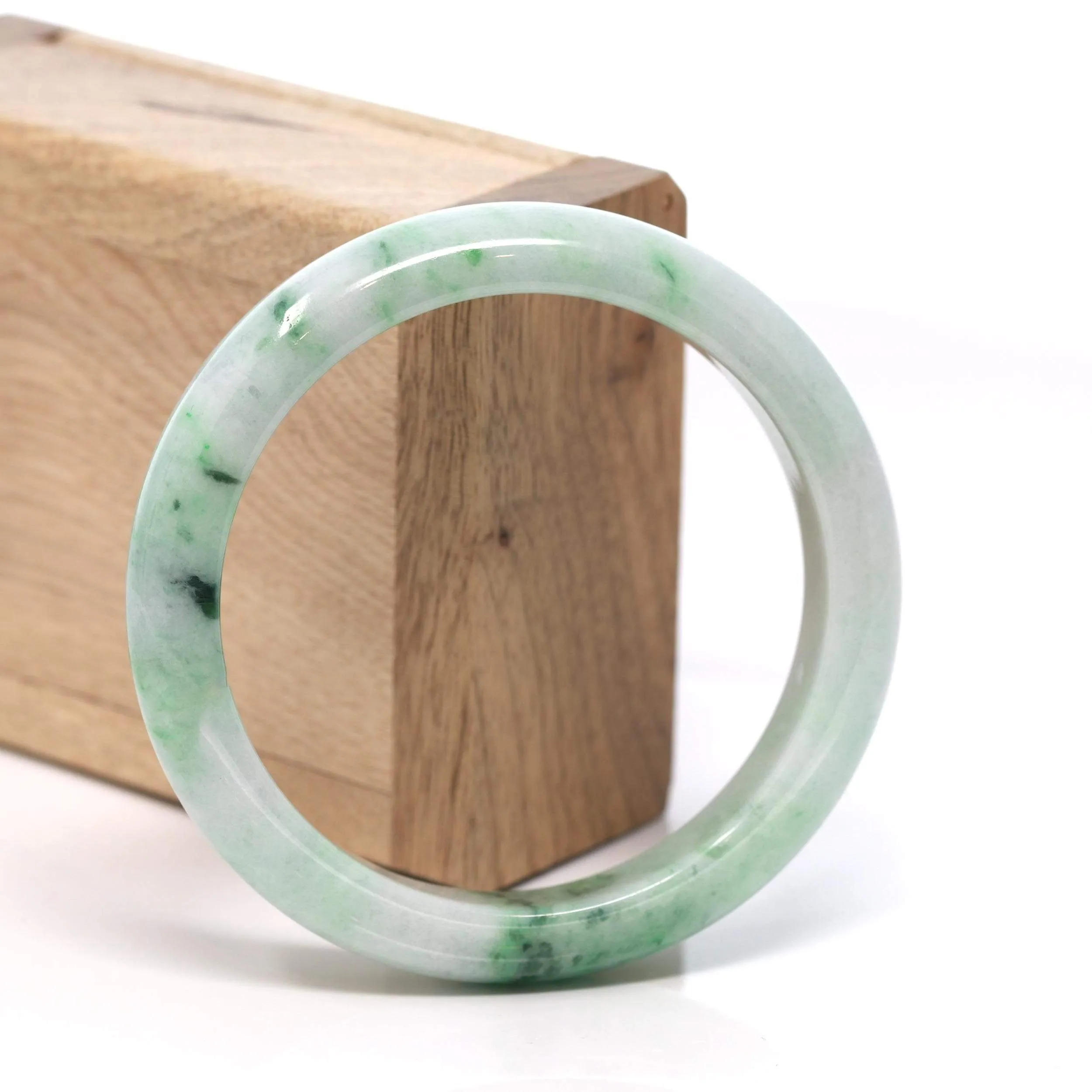 RealJade® "Classic Bangle" Genuine Burmese Green Jadeite Jade Bangle Bracelet (58.4 mm) #168