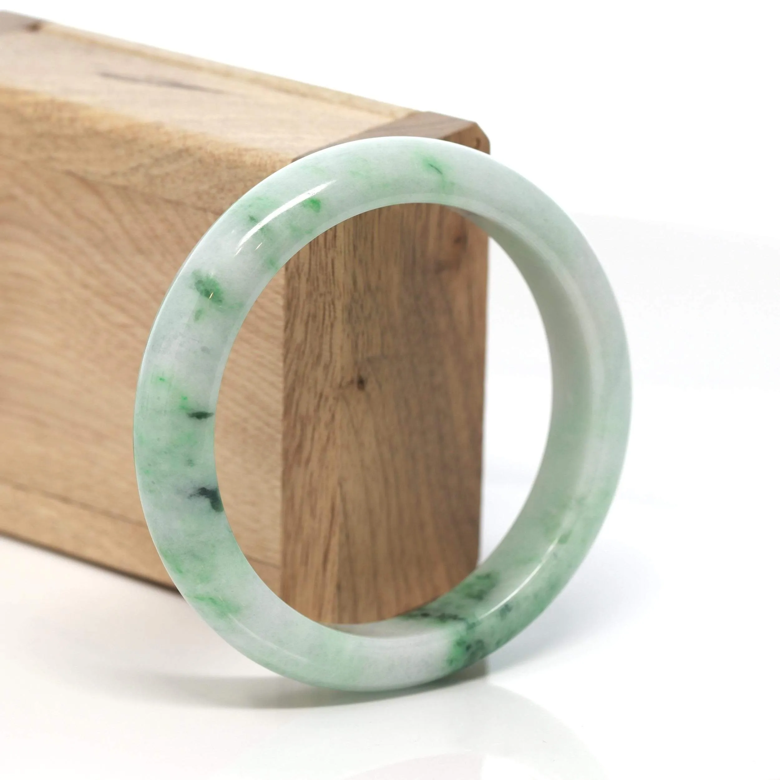 RealJade® "Classic Bangle" Genuine Burmese Green Jadeite Jade Bangle Bracelet (58.4 mm) #168