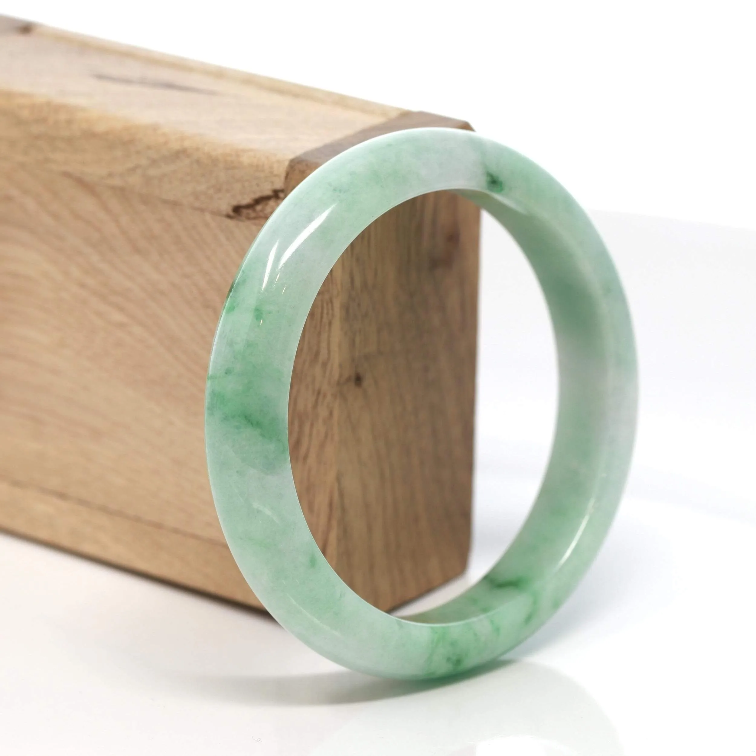 RealJade® "Classic Bangle" Genuine Burmese Green Jadeite Jade Bangle Bracelet (58.7 mm) #130