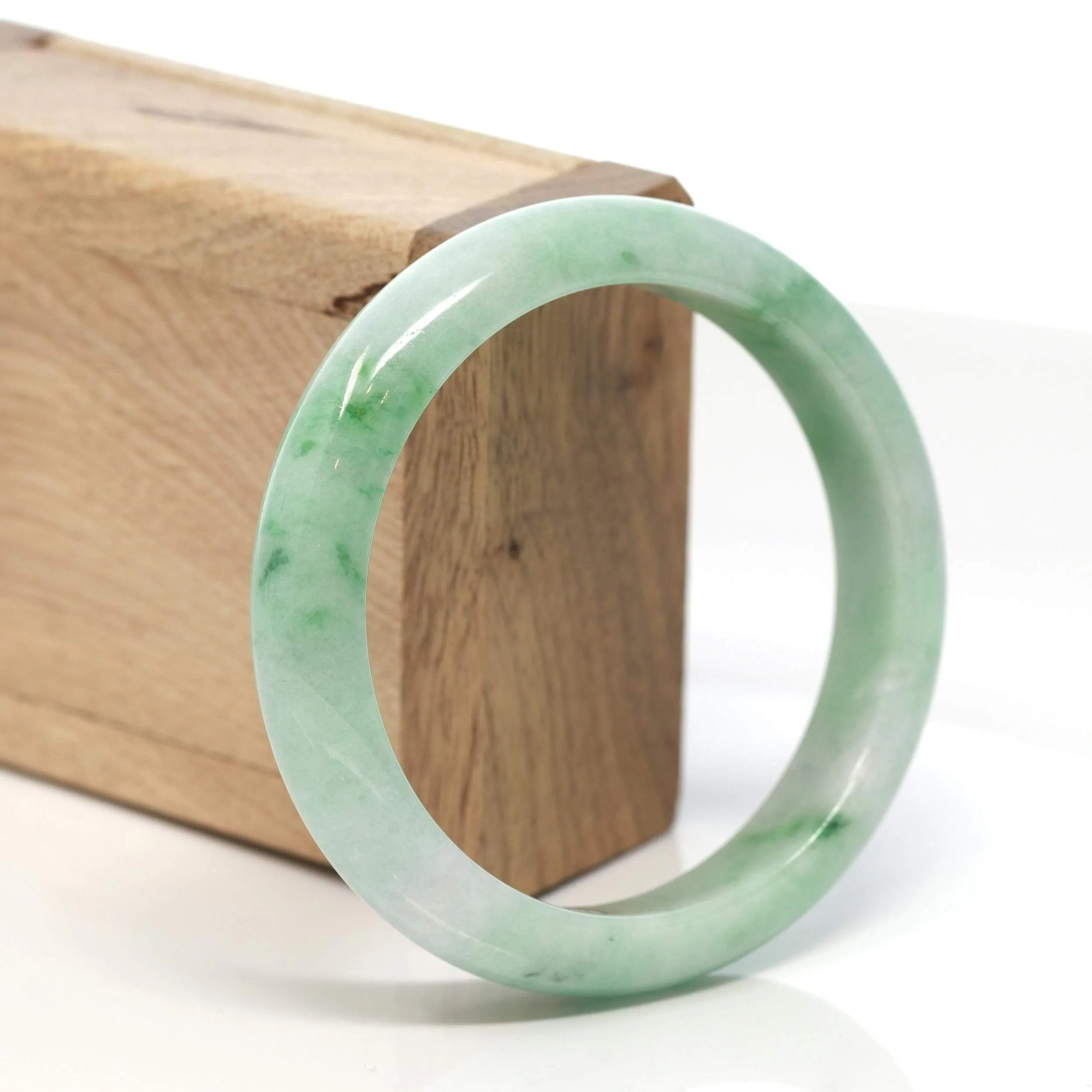 RealJade® "Classic Bangle" Genuine Burmese Green Jadeite Jade Bangle Bracelet (58.7 mm) #130