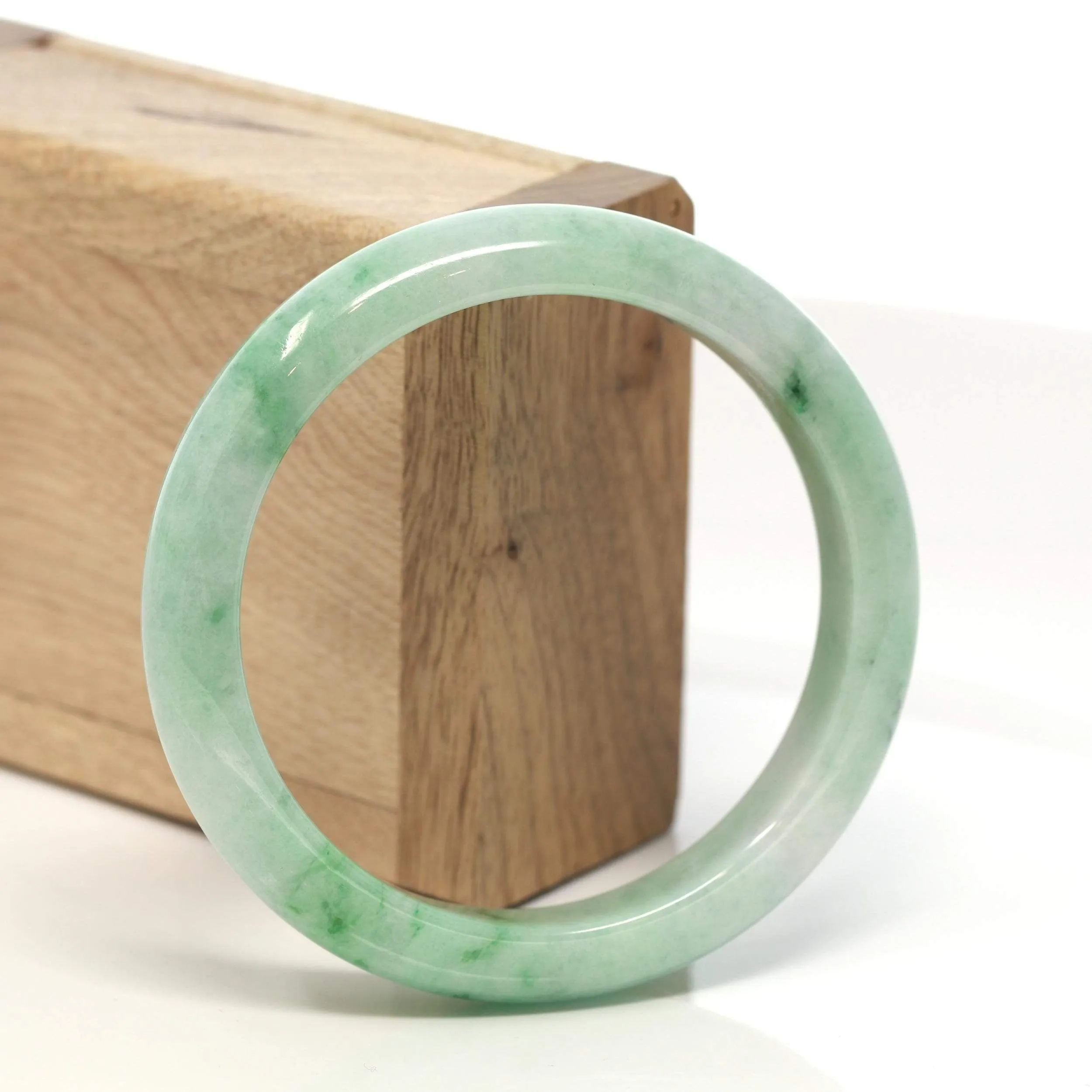 RealJade® "Classic Bangle" Genuine Burmese Green Jadeite Jade Bangle Bracelet (58.7 mm) #130