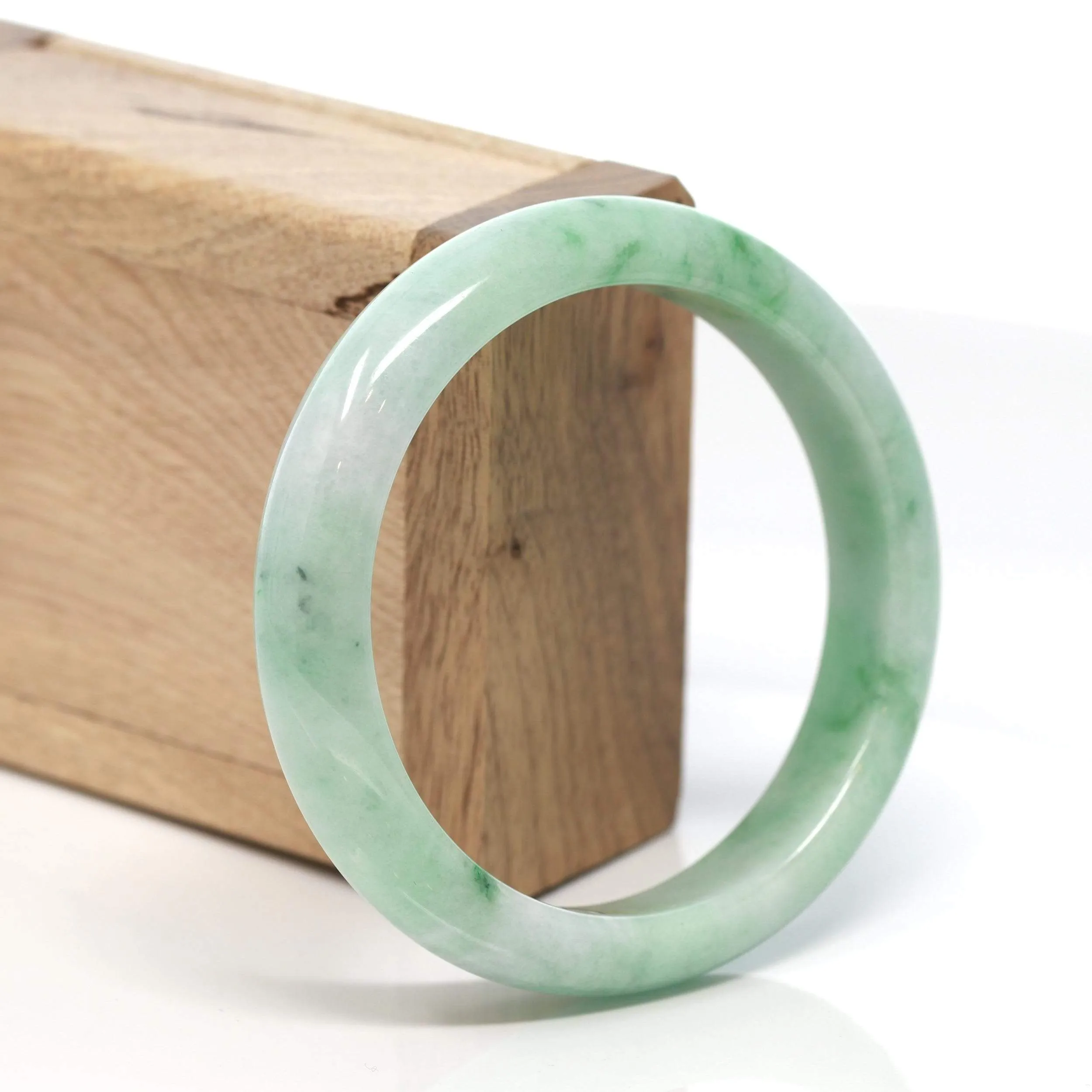 RealJade® "Classic Bangle" Genuine Burmese Green Jadeite Jade Bangle Bracelet (58.7 mm) #130