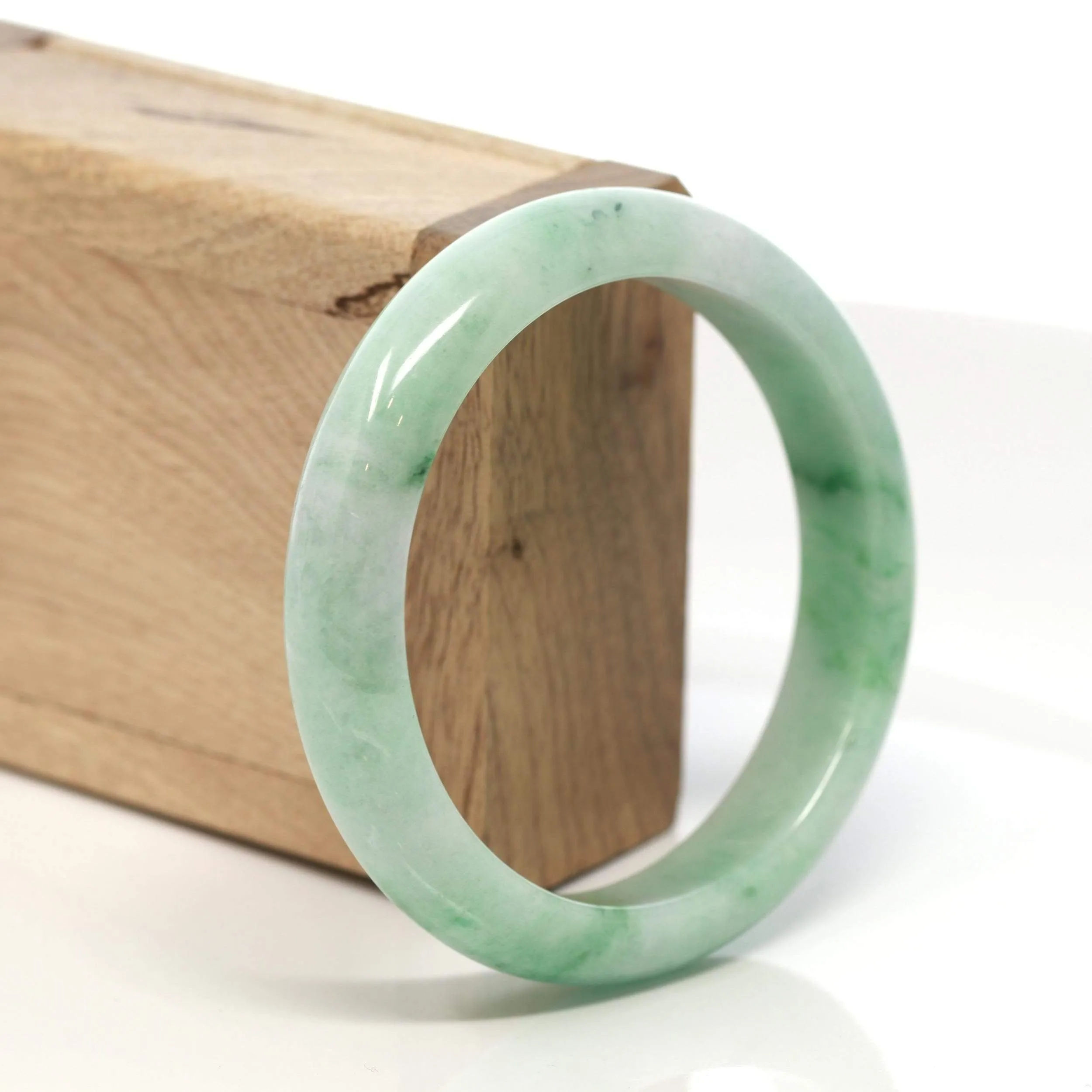 RealJade® "Classic Bangle" Genuine Burmese Green Jadeite Jade Bangle Bracelet (58.7 mm) #130