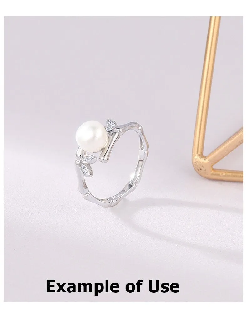 Ring Blank Pearl Setting 6.5 mm 925 Solid Sterling Silver Gold Bezel Flower Cup Adjustable For One Bead DIY Jewelry Finding Wholesale 1pc