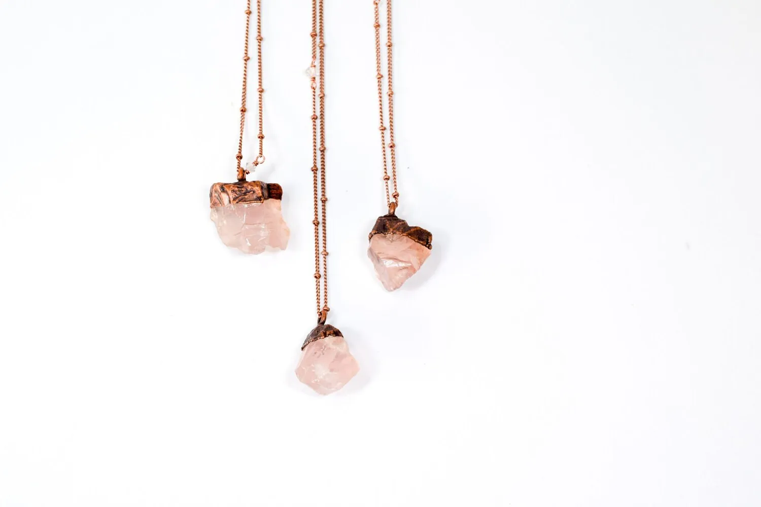 Rose Quartz crystal necklace | Electroformed crystal necklace