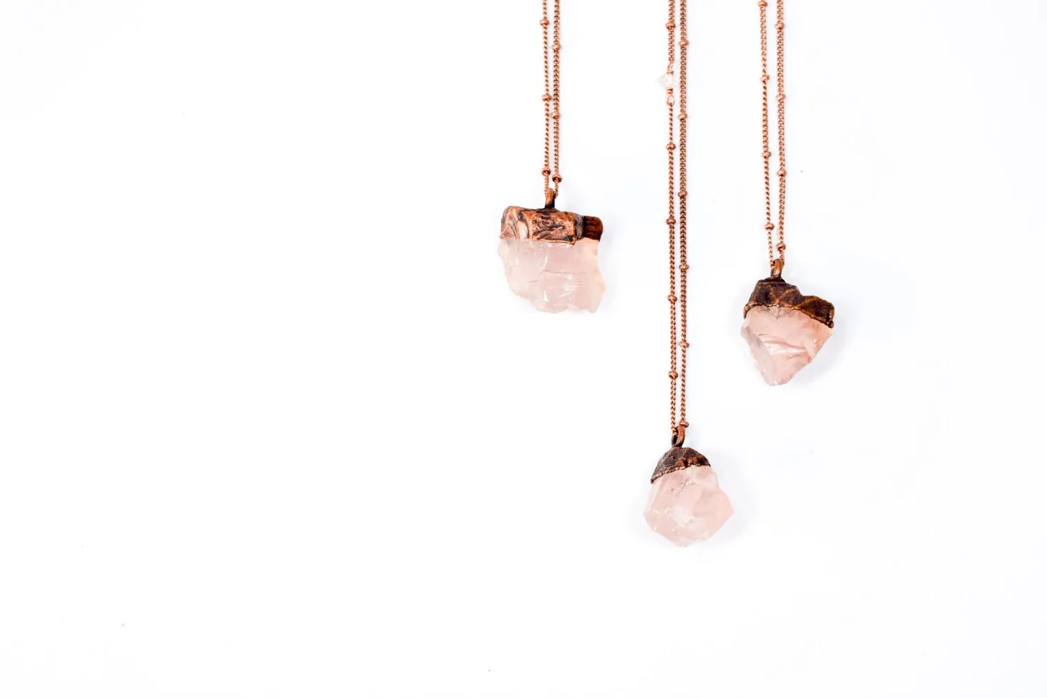 Rose Quartz crystal necklace | Electroformed crystal necklace