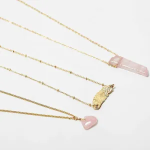 Rose Quartz Triple Layer Necklace