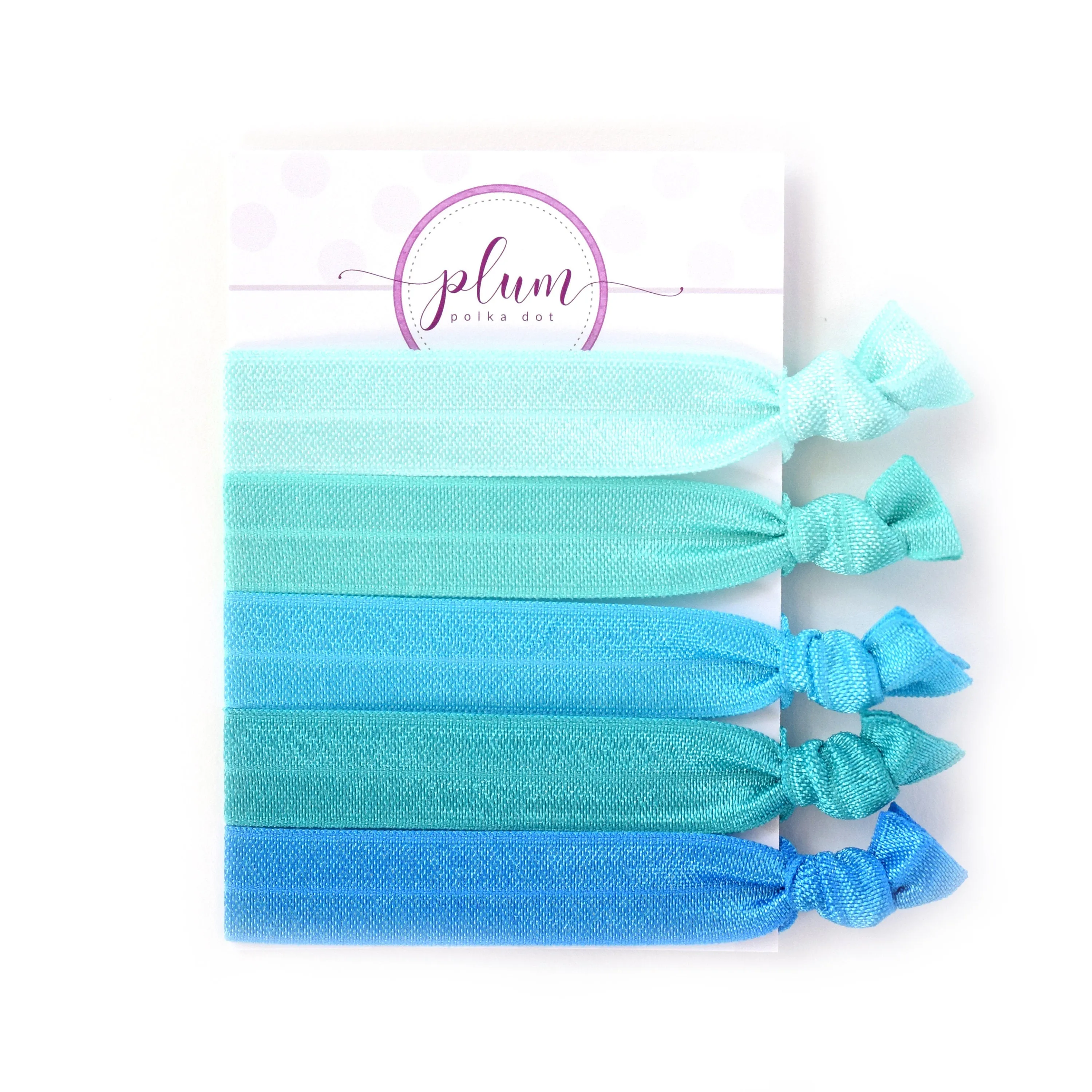 Set of 5 Aqua Ombre Hair Ties,