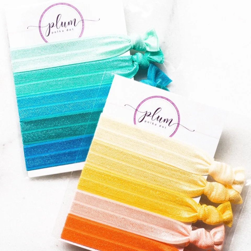 Set of 5 Aqua Ombre Hair Ties,