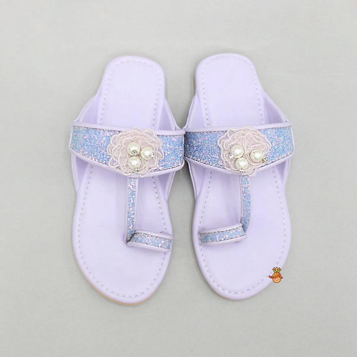 Shiny Lilac Kolhapuri Style Flats