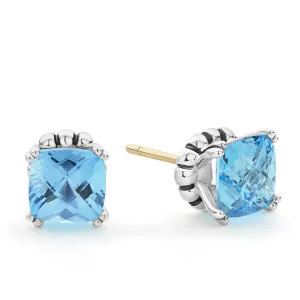 Signature Caviar Swiss Blue Topaz Stud Earrings