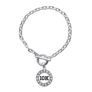 Silver 10k Runners Circle Charm Toggle Bracelet