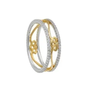 Silver CZ two tone love knot eternity band four knots