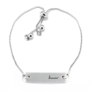 Silver DREAM Adjustable Bar Bracelet