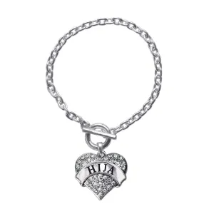 Silver Hija Pave Heart Charm Toggle Bracelet