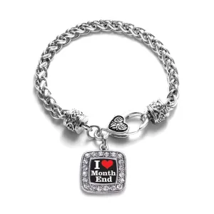 Silver I Love Months End Accountant Square Charm Braided Bracelet