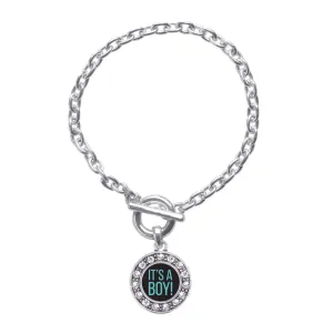 Silver It's A Boy Circle Charm Toggle Bracelet