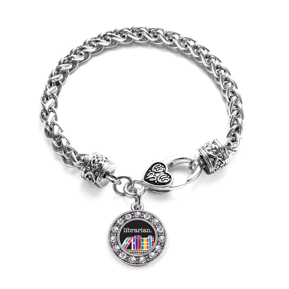 Silver Librarian Circle Charm Braided Bracelet