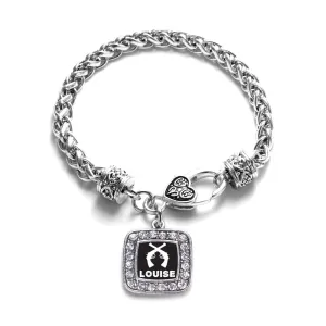 Silver Louise Square Charm Braided Bracelet