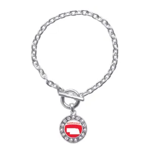 Silver Nebraska Outline Circle Charm Toggle Bracelet