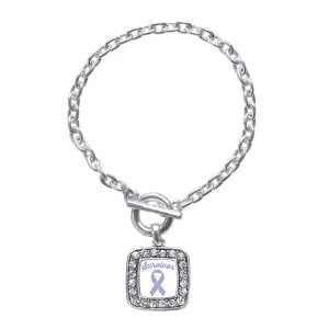 Silver Periwinkle Ribbon Survivor Square Charm Toggle Bracelet