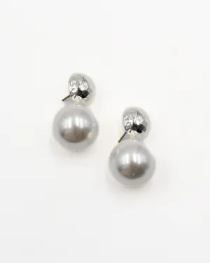 Silver Stud & Pearl Earrings