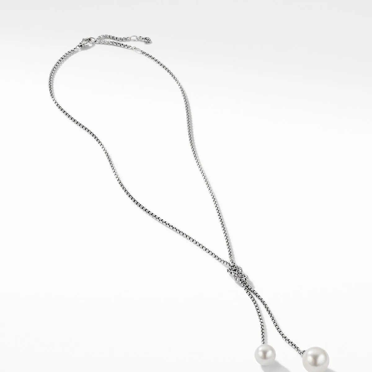 Solari Knot Necklace with Pearls and Pave Diamonds