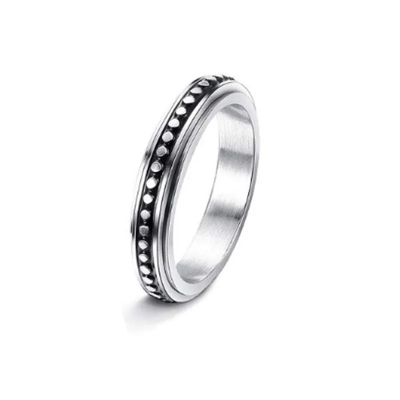 Stainless Steel Celestial Spinner Ring: Moon and Stars Design for Anxiety Relief