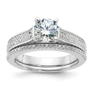 Sterling Silver CZ Brilliant Embers 2-Piece Wedding Set